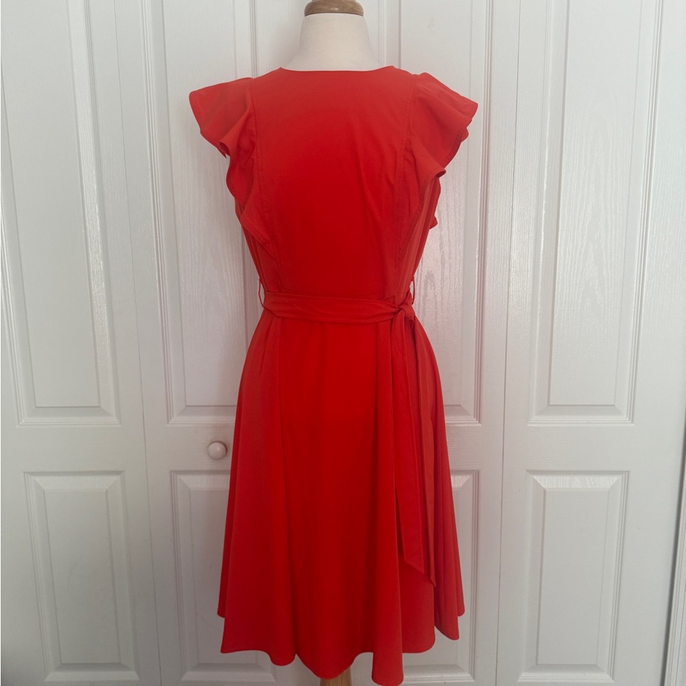 Calvin Klein Orange Flutter Sleeve Dress – Size 10